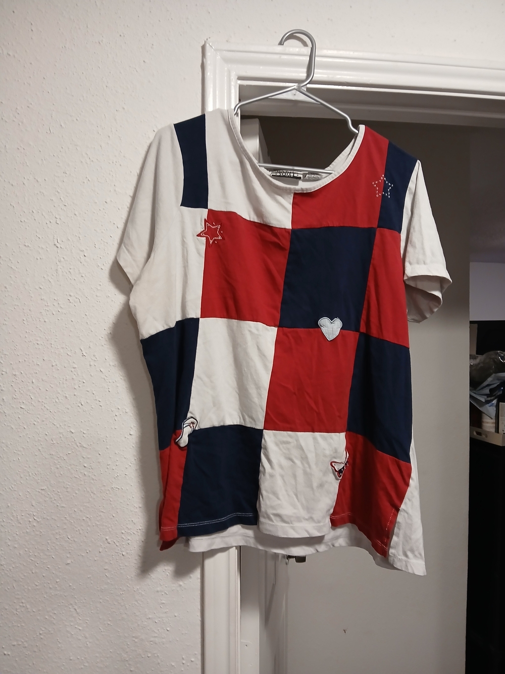 Jennifer Scott Vintage Red, Navy & White Check Short Sleeve Tee